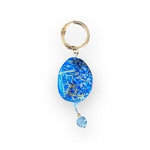 Gold w Blue Stone Keychain/ Bag Charm